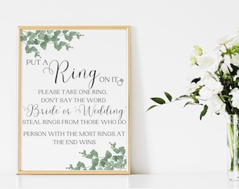 Bridal Shower Ring Game Sign: Greenery Decor (PDF & PNG)
