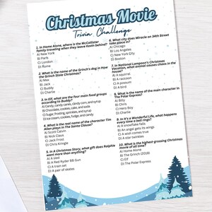 Christmas Movie Trivia Game: Winter Wonderland Party (Printable PDF)
