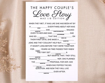 The Happy Couple's Love Story Mad Lib - Fun Wedding Shower Games - Wedding Mad Lib - Instant Download PNG SVG PDF