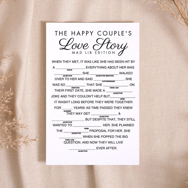 The Happy Couple's Love Story Mad Lib - Fun Wedding Shower Games - Wedding Mad Lib - Instant Download PNG SVG PDF