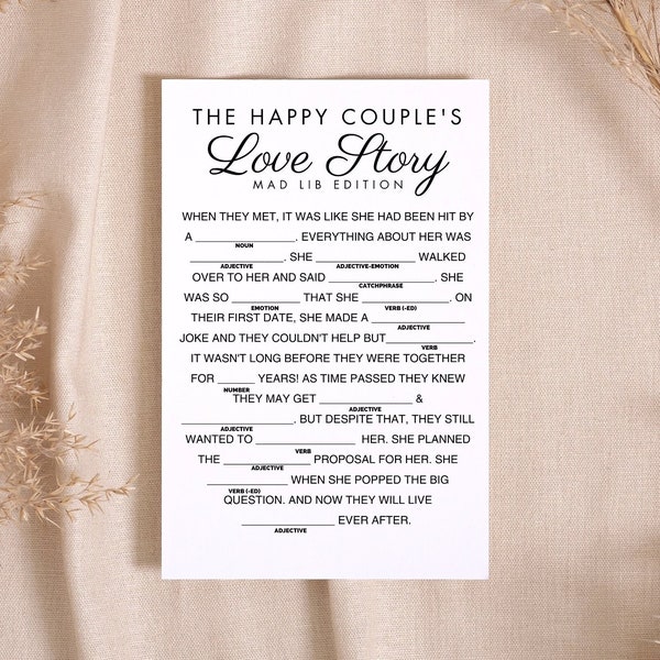 Wedding Mad Libs - Etsy