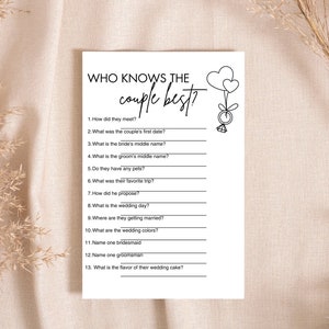 Who Knows the Couple Best? - Engagement Party Game - Wedding Shower Printable - Couples Shower Fun - Party Game Download - Bridal Games