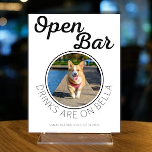 Pet Photo Open Bar Sign: Wedding Reception Decor (Canva Template)