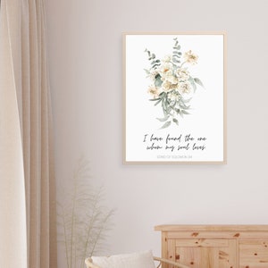 Watercolor Floral Bible Verse Wall Art - Song of Solomon 3:4 - Christian Home Decor - Digital Download - Wedding Gift Inspirational Artwork