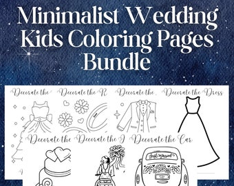 Printable Wedding Coloring Pages - Minimalist Modern Wedding Kids Coloring Page Bundle - Kids Wedding Table - Kids Wedding Games
