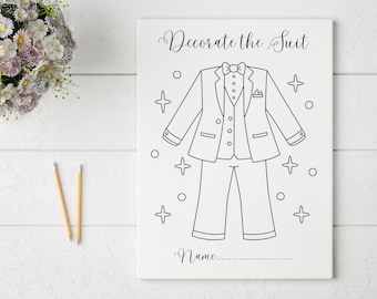 Wedding Kids Table Activity - Decorate the Suit Coloring Page - Printable Wedding Activity for Kids - Instant Download, Fun Wedding Game