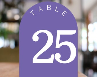 Wedding Table Decor - Purple Table Numbers - Arch Table Numbers - DIY Table Numbers - Printable / Digital Download