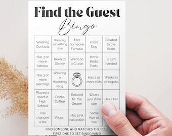 Find the Guest Bingo: Minimalist Bridal Shower Game (Instant Download)