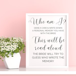 Guess Who Bridal Shower Game Printable | Minimalist Black Floral Design | Memory Game for Bridal Shower | Fun Wedding Shower Activity