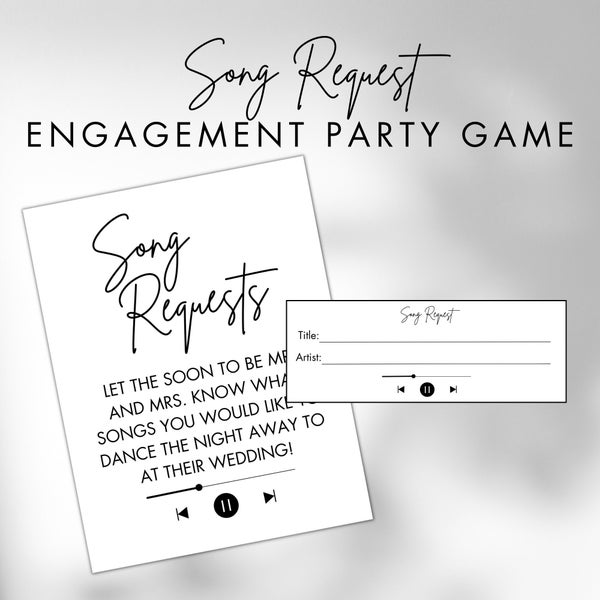 Engagement Party Game | Minimalist Song Request Card | Printable Wedding DJ Request | Request RSVP Insert | Wedding Planning