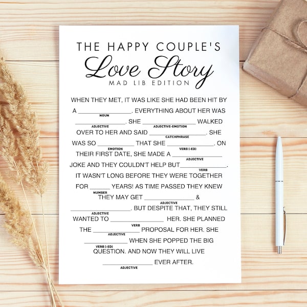 The Happy Couple's Love Story Mad Lib - Fun Wedding Shower Games - Wedding Mad Lib - Instant Download PNG SVG PDF