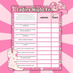 Pink Pony Club Ladies Night Feud Game: Bachelorette Party (Digital Download)