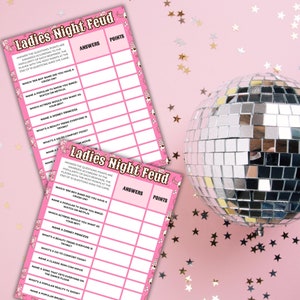Pink Disco Cowgirl Feud Game: Printable Bachelorette Party (Instant Download)