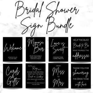 Bridal Shower Signs Bundle | Wedding Table Signs | Miss to Mrs Sign | Bridal Shower Decor | Black & White Wedding Decor | Instant Download