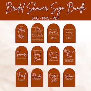 Burnt Orange Bridal Shower Table Signs: Modern Boho Decor (Instant Download)