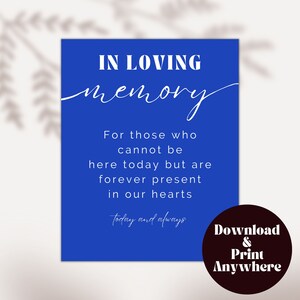 Until We Meet Again - In Loving Memory Sign Printable - Wedding Sign Ideas - Minimalist In Memory - Royal Blue Wedding Decorations