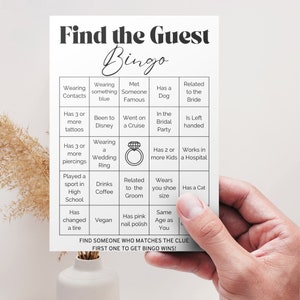 Find the Guest Bingo - Printable Bridal Shower Game | Minimalist Wedding Shower Icebreaker | Instant Download | Engagement Party Games