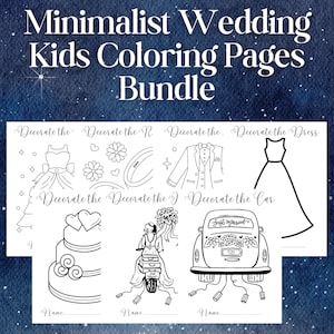 Minimalist Wedding Coloring Pages: Kids Activity Bundle (Digital Download)