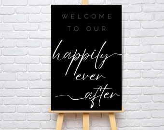 Happily Ever After Sign - Welcome Wedding Sign - Wedding Signage - Wedding SVG - Modern Wedding Decor - Minimalist Wedding