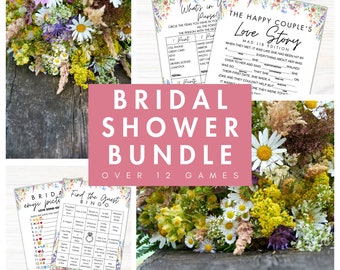 Wildflower Bridal Shower Game Bundle - Printable Party Games - Instant Digital Download - Bride or Groom Game - Find the Guest BINGO