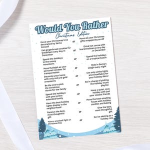 Winter Wonderland &#39;Would You Rather&#39; Christmas Game (Printable)