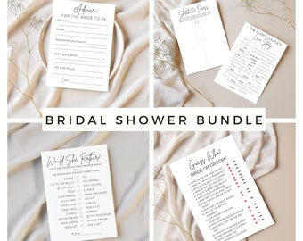 Modern Minimalist Bridal Shower Game Bundle (Instant Download)