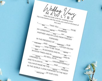 結婚の誓いのマッドリブ：ブライダルシャワーゲーム（印刷可能、すぐにダウンロード可能）