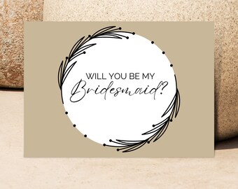 Boho Bridesmaid Proposal Card: Minimalist Wedding (Digital Download)