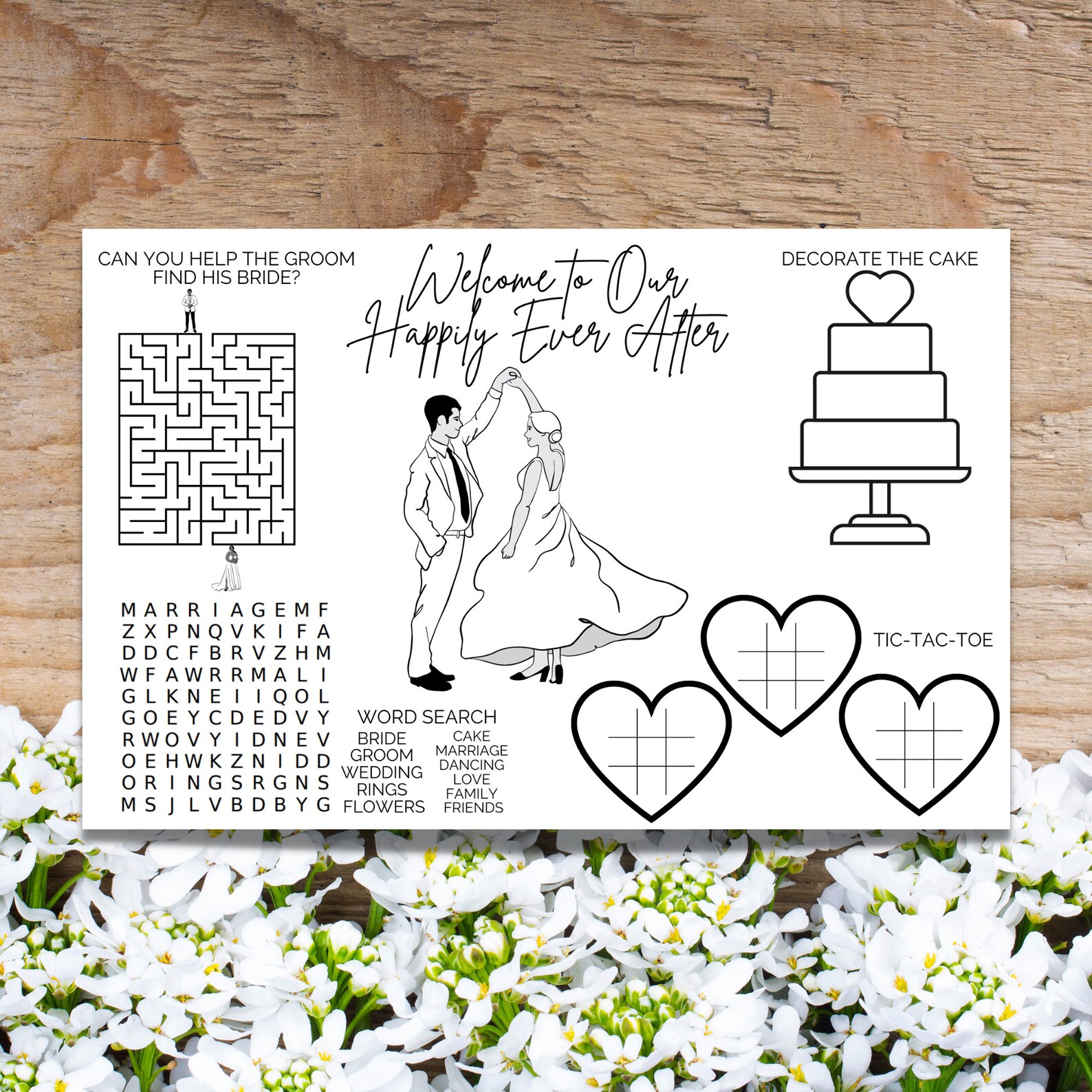 Wedding Kids Table Printable Placemat Modern Minimalist Kids Coloring ...
