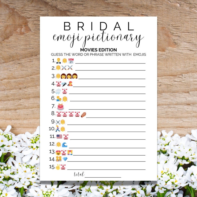 Bridal Emoji - Printable Bridal Shower Game - Wedding Emoji Game ...