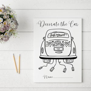 Wedding Car Coloring Page: Kids Table Activity (Digital Download)