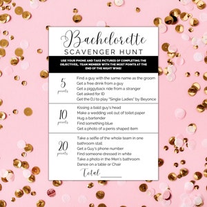 Bachelorette Scavenger Hunt Game: Printable Girls Night Out (Instant Download)