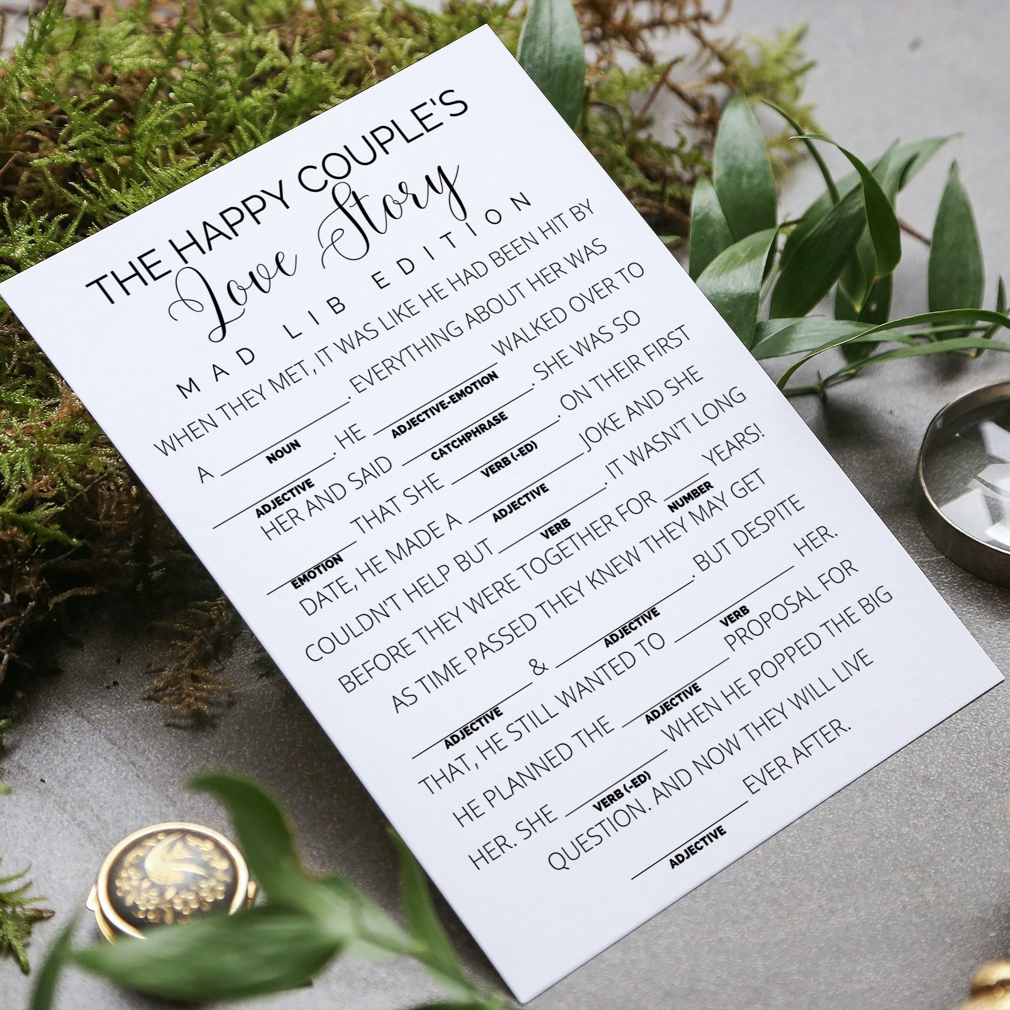 Bridal Mad Libs Printable Bridal Shower Game the Happy Couple's Love ...