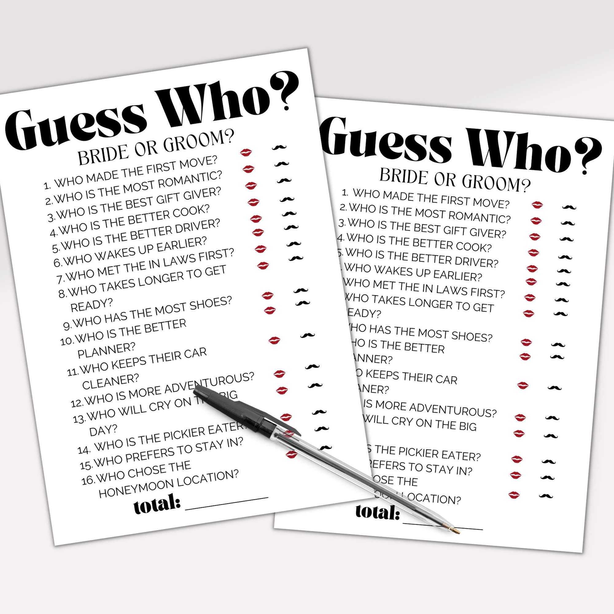 Printable Bridal Shower Game Guess Who Bride or Groom Bridal Shower ...