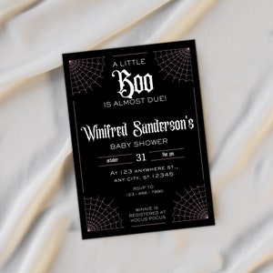 Little Boo Invite, Halloween Baby Shower Invitation, Canva Template, Pink Halloween, Girl Baby Shower, Halloween Invite, Little Boo Shower