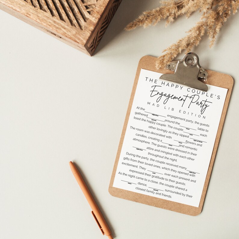 Printable Engagement Party Game the Happy Couple's Engagement Mad Lib ...