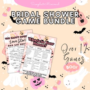 Bridal Shower Bundle - Pastel Halloween Bridal Shower - Bridal Mad Libs - Couples Shower Games - Whats on your Phone - Find the Guest Game