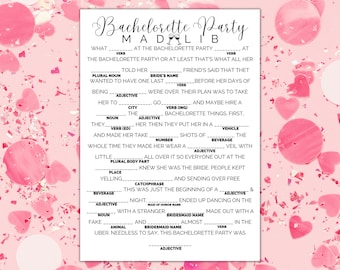 Funny Bachelorette Party Mad Libs Game (Digital Download)