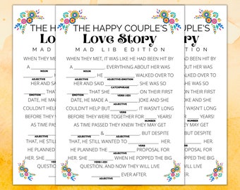 Printable Bridal Shower Game - The Happy Couple's Love Story Mad Lib Edition - Fiesta Bridal Shower Games - Taco About Love - Digital