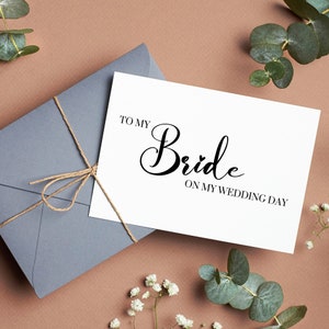 Carta del día de la boda a la novia - Para mi novia en el día de nuestra boda - Regalo para esposa - Recuerdo imprimible - Descarga instantánea - Tarjeta personalizada DIY