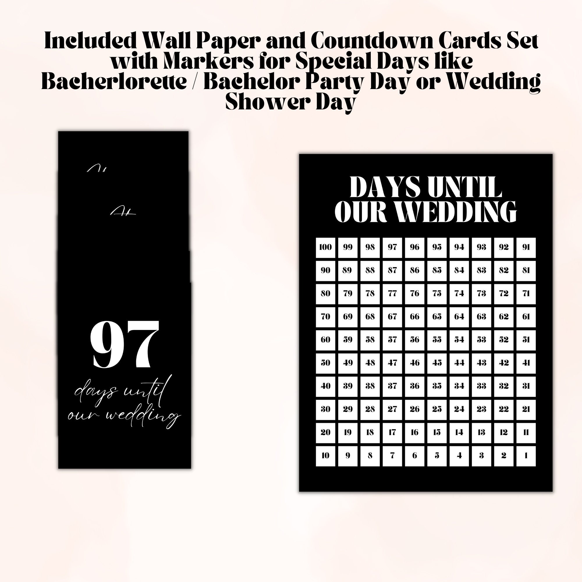 Wedding Countdown Countdown to Wedding Days Until Wedding Printable / Digital Download Etsy