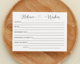 Wedding Advice & Wishes Guest Book: Modern Printable (Instant Download)