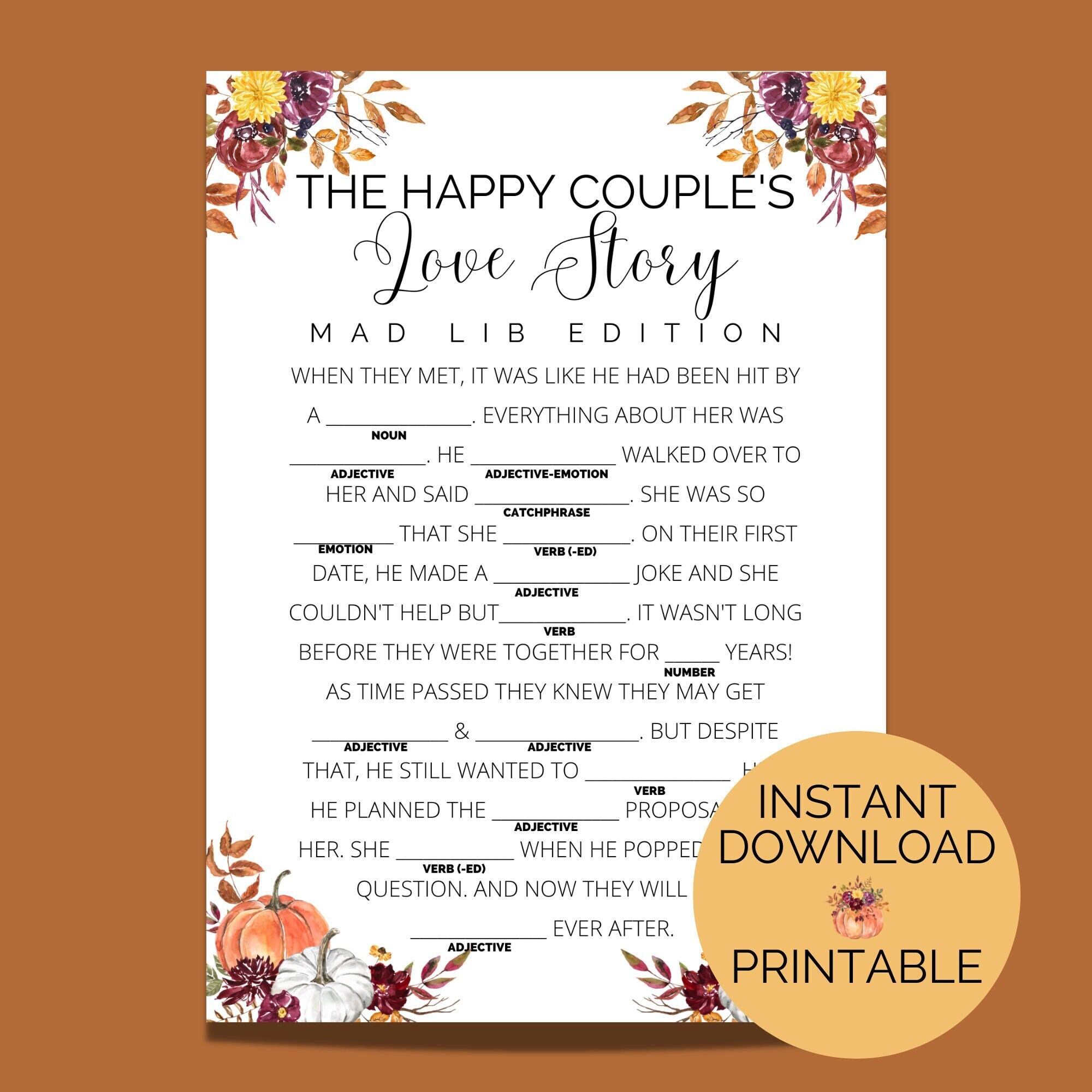 Autumn Mad Libs - Etsy