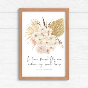 Boho Pampas Floral Bible Verse Art: Christian Home Decor (Digital Download)