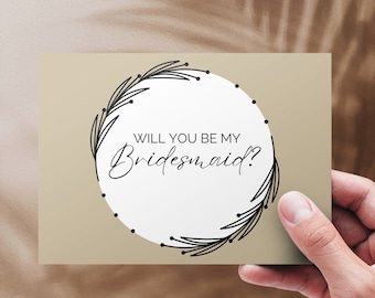 Boho Bridesmaid Proposal Card: Minimalist Wedding (Digital Download)