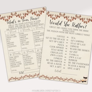 Bridal Shower Games, Coffee Bridal Shower , Minimalist Wedding Shower Games, Bridal Party Games, Bride or Groom Game