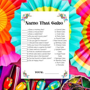 Name That Cake - Fiesta Bridal Shower - Couples Shower Game - Printable / Digital Download