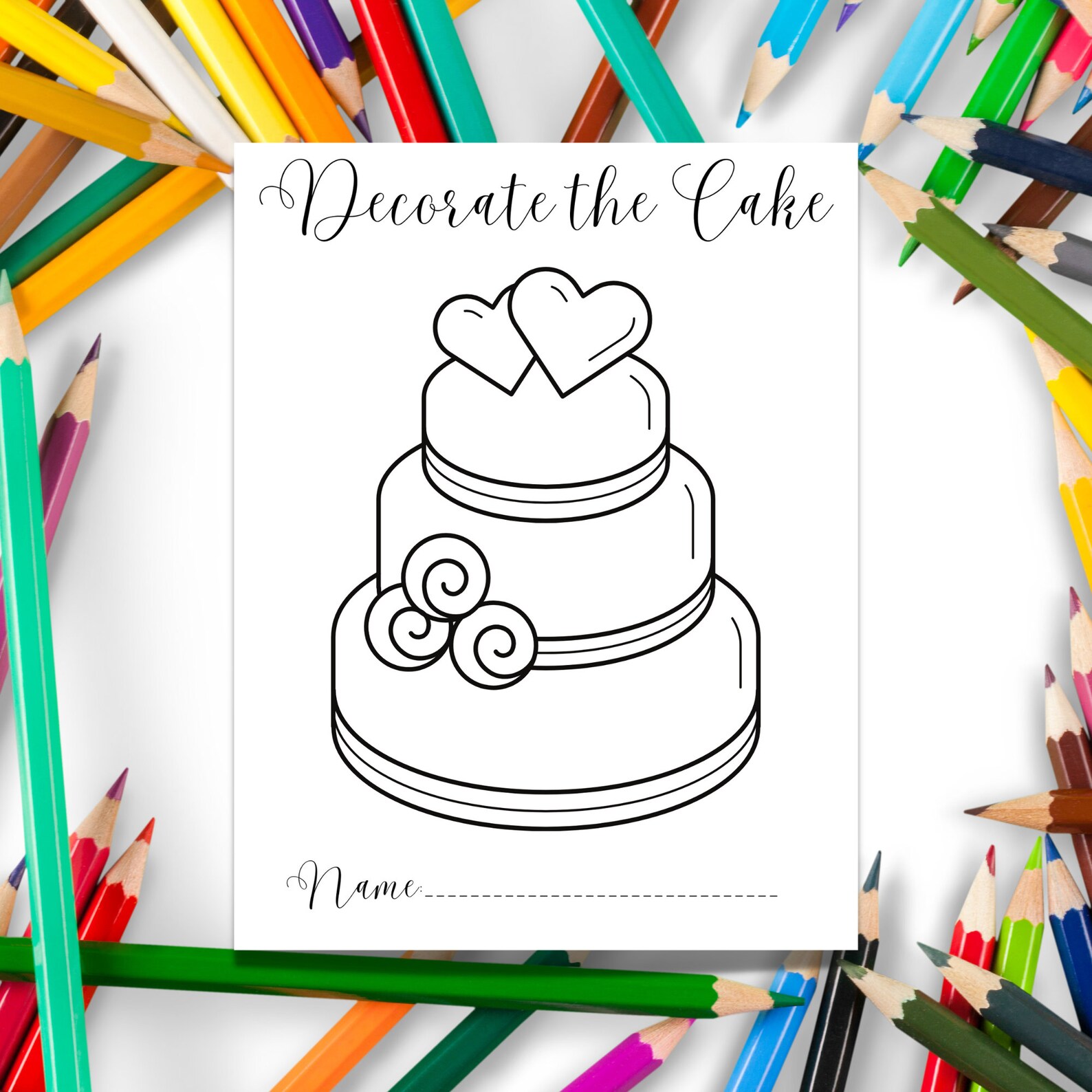 Decorate the Cake Coloring Page: Kids Wedding Activity (printable ...