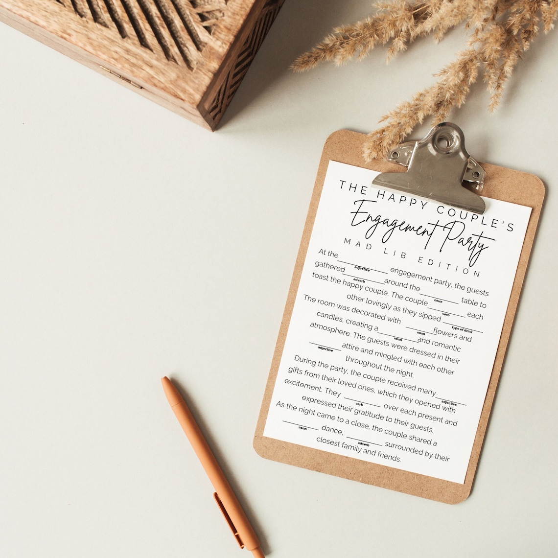 Engagement Party Game Bridal Mad Libs Happy Couple Edition Funny ...