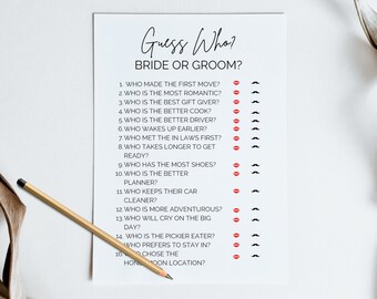 Guess Who? Bridal Shower Game: Bride or Groom (Printable)